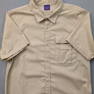Backcountry Shirt Mens Large Beige Short Sleeve Button Stretch Hiking Outdoors